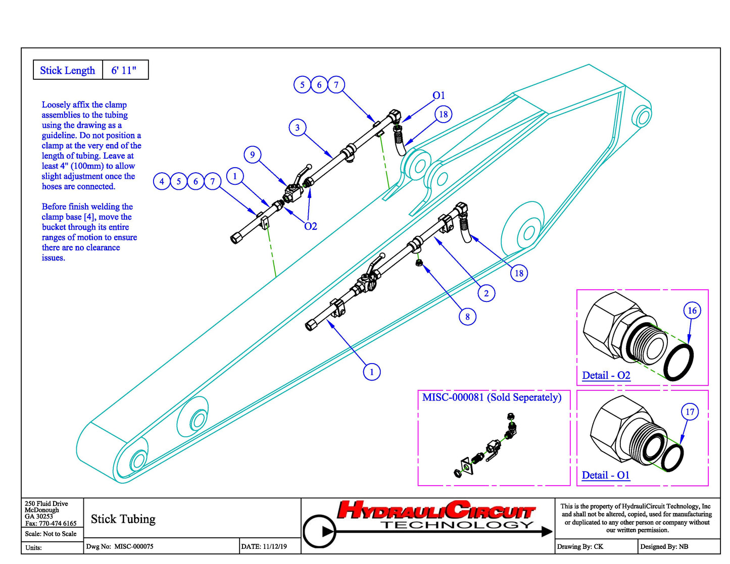 JD85G Stick Tubing 3/4 MISC-000075 (5-8 ton)